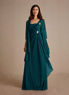 Azazie Clinton Mother of the Bride Dresses Pine A-Line Pleated Mesh Dress image5