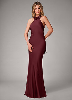 Azazie Velli Brautjungfernkleider Meerjungfrau-Linie Stretch-Satin Kleid Cabernetrot image3