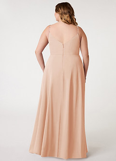 Azazie Daenerys Robes de demoiselle d'honneur Robe Trapèze en Mousseline de soie Col bénitier Rose Perle image11
