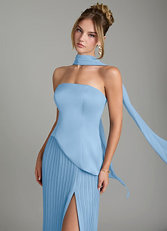 Azazie Tierney Bridesmaid Dresses Powder Blue A-Line Strapless Chiffon Convertible Dress image7