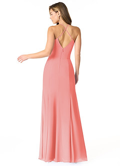Azazie Carolina Bridesmaid Dresses Coral Mermaid Ruched Chiffon Dress image2