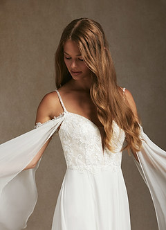 Azazie Nova Wedding Dresses Diamond White A-Line Sequins Chiffon Dress image6