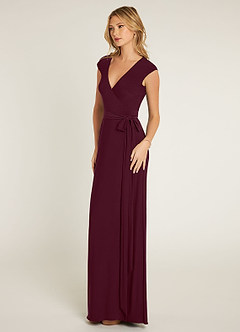 Azazie Wynry Vente Finale Robe Conforme en Tricot de luxe Plissée Cabernet image4