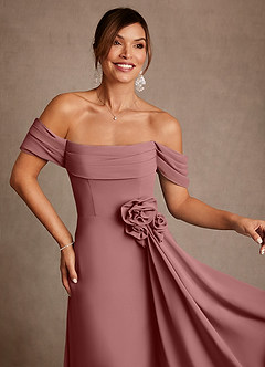 Azazie Amherst Abiti per la Madre della Sposa Abito A-Line in Chiffon a Spalla Scoperta Rosa Del Deserto image6