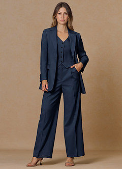 front Rowan Dark Navy Refined Weave Performance 2-Piece Suit