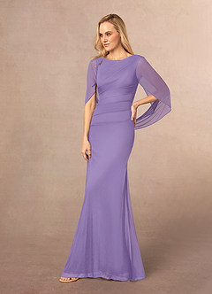 Azazie Belladonna Mother of the Bride Dresses Tahiti Mermaid Scoop Pleated Mesh Dress image3