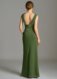 Azazie Kieryn Vestidos de damas de honor Vestido de Oliva de Gasa de Corte Sirena con Plisado image2