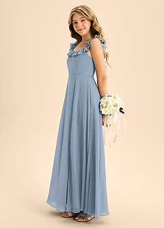 Azazie Callie Junior Dusty Blue A-Line Ruched Chiffon Dress image7