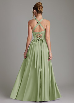 Azazie Francis Bridesmaid Dresses Dusty Sage A-Line Corset Stretch Satin Dress image2