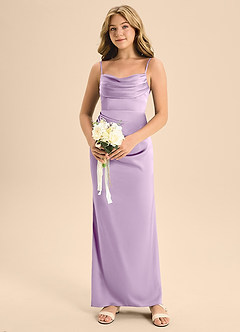 Azazie Mai Junior A-Linie Herzausschnitt Stretch-Satin Kleid Frostiges Flieder image4