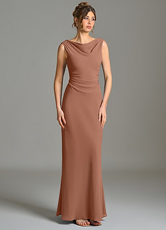 Azazie Kieryn Bridesmaid Dresses Bronzer Mermaid Pleated Chiffon Dress image5