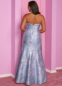 Barbie™ ❤ AZAZIE 4013 Halter Metallic Brocade Mermaid Dress image8