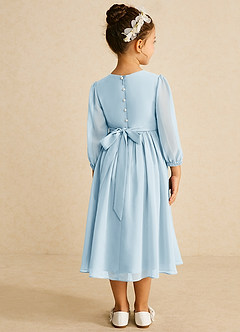 Azazie Lolo Flower Girl Dresses Sky Blue A-Line with Sleeves Chiffon Dress image5