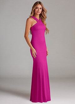Azazie Doretta Bridesmaid Dresses Fuchsia Mermaid Pleated Chiffon Dress image4