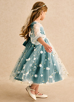 Azazie Elowen Flower Girl Dresses Peacock A-Line Sweetheart Neckline Lace Dress image6