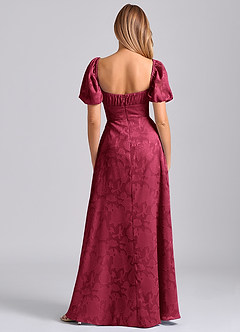 Azazie Mirian Bridesmaid Dresses Burgundy A-Line Sweetheart Neckline Floral Burnout Dress image6