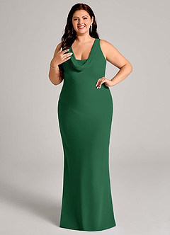 Azazie Rylina Bridesmaid Dresses Dark Green Mermaid Pleated Chiffon Dress image10