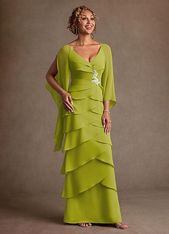 Azazie Arabinda Mother of the Bride Dresses Lemongrass Sheath Ruched Chiffon Dress image1
