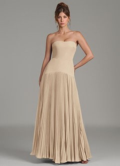Azazie Yuliana Bridesmaid Dresses Champagne A-Line Strapless Chiffon Dress image1