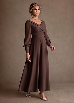 Azazie Paterson Klänningar till brudens mor Klä A-Line i Chiffong Plisserad Ganache image3