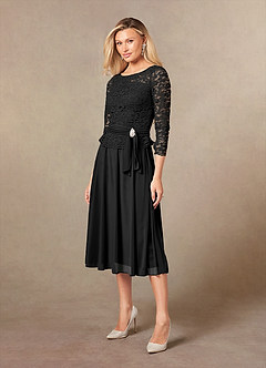 Azazie Charlee vestidos de madre de la novia Vestido de Negro de Encaje de Corte En A image3