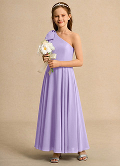 Azazie Guppy Junior Formal Jurken voor bloemenmeisjes A-Lijn Jurk van Chiffon One-Shoulder Lila image6