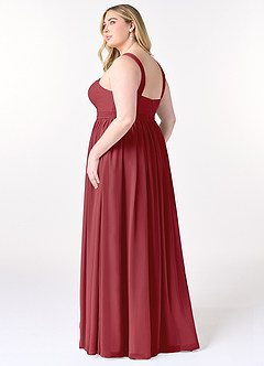 Azazie Elvira Bridesmaid Dresses Pomegranate A-Line Pleated Chiffon Dress image10