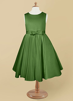 Azazie Coco Flower Girl Dresses Basil A-Line Bow Matte Satin Dress image5