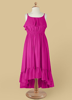 Azazie Karmen Flower Girl Dresses Fuchsia A-Line Ruched Chiffon Dress image9
