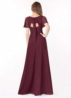 Azazie Kimber Jurken voor bruidsmeisjes Jurk van Chiffon met A-Lijn Flounce mouwen Cabernet image2