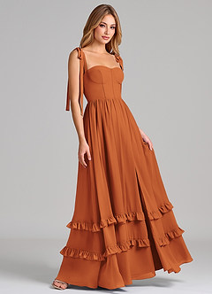 Azazie Anastacia 신부 들러리 드레스 A라인 스윗하트 네크라인 쉬폰 바닥 길이 드레스 image4