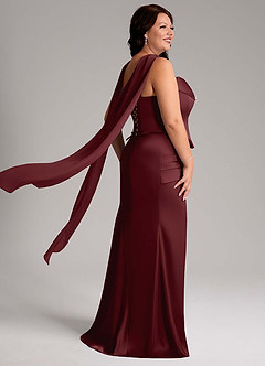 Azazie Sorrel Bridesmaid Dresses Cabernet Mermaid Strapless Stretch Satin Convertible Dress image11