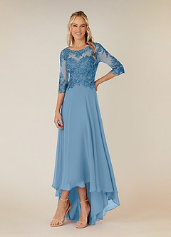 Azazie Monza Kleider für die Brautmutter A-Linie Spitze Chiffon Kleid Stahlblau image1