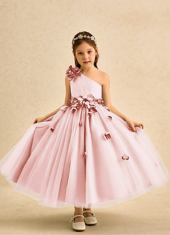 Azazie Strudel Flower Girl Klänningar Klä Balklänning i Tyll Ena axeln image5