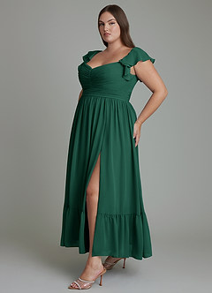 Azazie Anaya Bridesmaid Dresses Emerald A-Line Sweetheart Neckline Chiffon Dress image12
