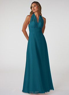 Azazie Fifi Bridesmaid Dresses Ink Blue A-Line Strapless Chiffon Convertible Dress image6