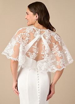 front Azazie Hephzibah Lace Tulle Wrap