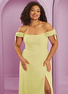 Barbie ♥ Azazie Brautjungfernkleider Wandelbar A-Linie Schulterfrei Chiffon Kleid Zitronensorbet image11