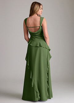 Azazie Sloane Vestidos de damas de honor Vestido de Oliva de Gasa de Corte en A con Escote de Corazón image2