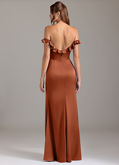 Azazie Callie Bridesmaid Dresses Cedar Rose A-Line Ruched Stretch Satin Convertible Dress image7