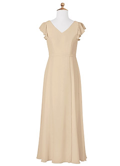 Azazie Claudine Junior Champagne A-Line Pleated Chiffon Dress image5