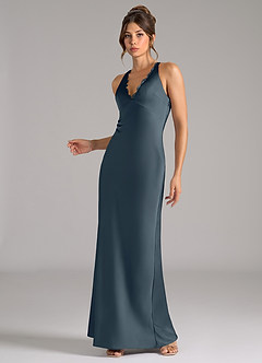 Azazie Tianna Bridesmaid Dresses Twilight A-Line Stretch Satin Dress image3