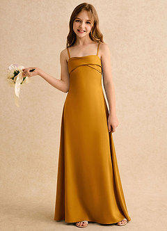 Azazie Mirabella Girls Formal Flower Girl Klänningar Klänning Tubklänning i Stretch Satin Hjärtformad urringning image3