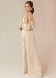 Azazie Tink A-Line Ruched Chiffon Floor-Length Junior Bridesmaid Dress image4