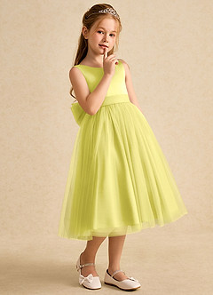 Azazie Winnie Flower Girl Dresses Canary Ball-Gown Bow Tulle Dress image6