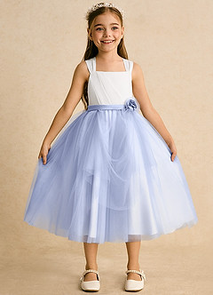 Azazie Bonny Flower Girl Dresses Ivory Ice Ball-Gown Pleated Tulle Dress image7