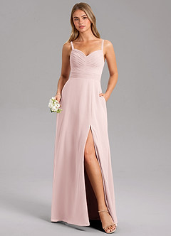 Azazie Terese Brautjungfernkleider A-Linie Plissee Chiffon Kleid Zartrosa image1