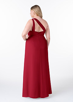 Azazie Maive Bridesmaid Dresses Scarlet Sheath Pleated Ruffle Chiffon Dress image8