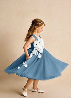 Azazie Dovey Abiti da Ragazza di Fiori Abito Principessa in Tulle Fiocco Bermuda image5