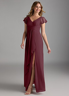 Azazie Omari Bridesmaid Dresses Cabernet A-Line Mesh Dress image5
